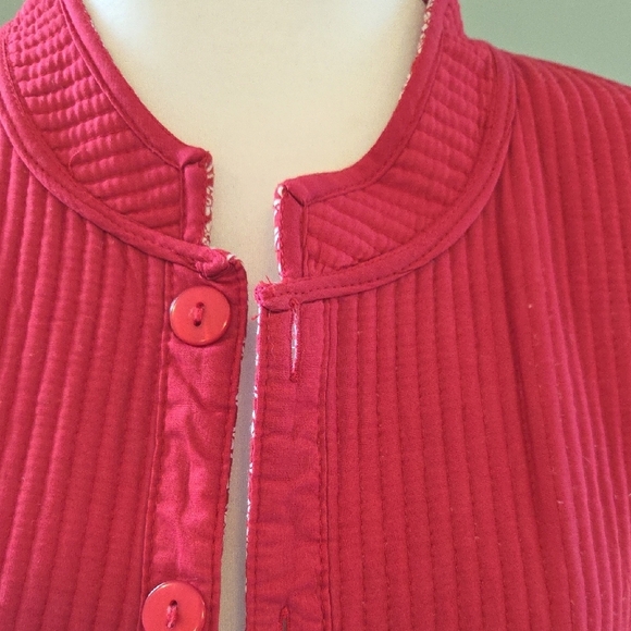 Baxter & Wells Reversible Red Floral/solid Red Quilted Cotton Jacket Women's XL - Picture 9 of 12